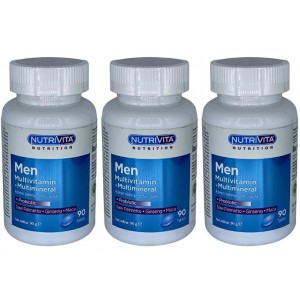 Nutrivita Nutrition Men Multivitamin Multimineral 3x90 Tablet Probiotic Saw Palmetto Ginseng Maca 