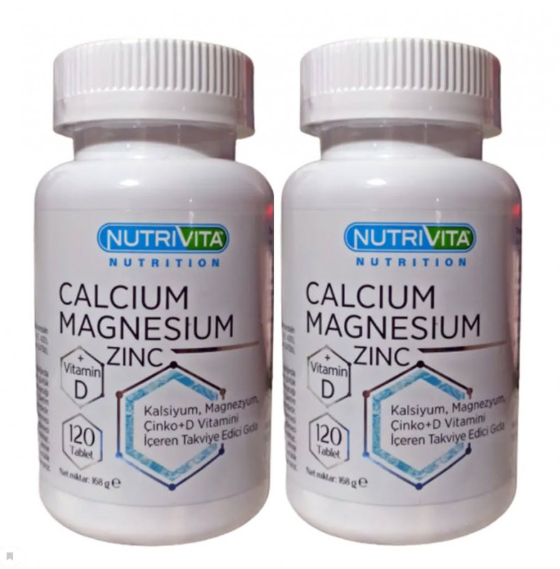 Nutrivita Nutrition Calcium Mağnesium Zinc Vitamin D3 120 Tablet 2 kutu